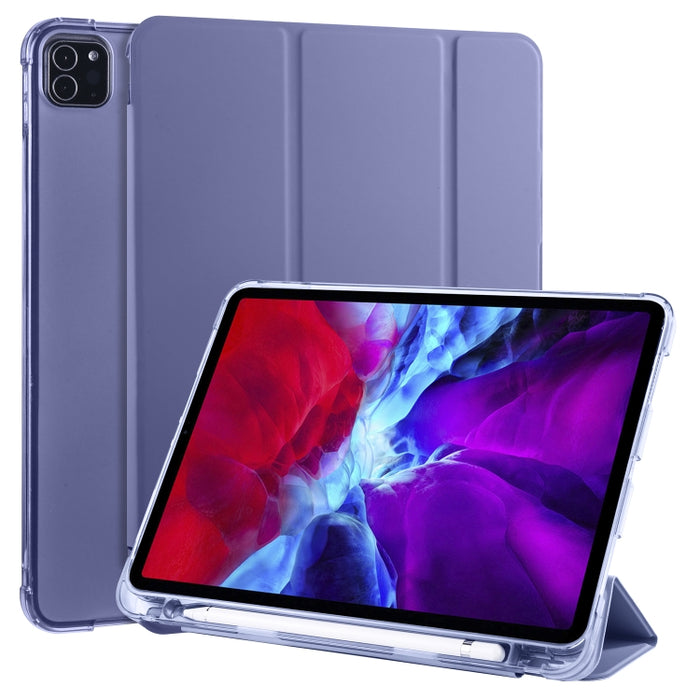 Funda de cuero de PU con 3 pliegues horizontales + estuche de TPU a prueba de golpes con soporte y ranura para bolígrafo