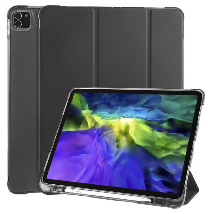 Funda de cuero de PU con 3 pliegues horizontales + estuche de TPU a prueba de golpes con soporte y ranura para bolígrafo