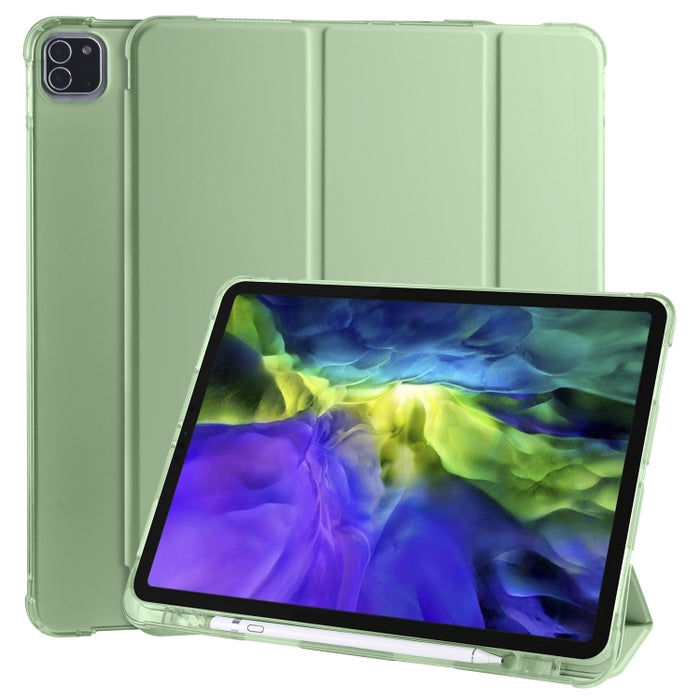 Funda de cuero de PU con 3 pliegues horizontales + estuche de TPU a prueba de golpes con soporte y ranura para bolígrafo