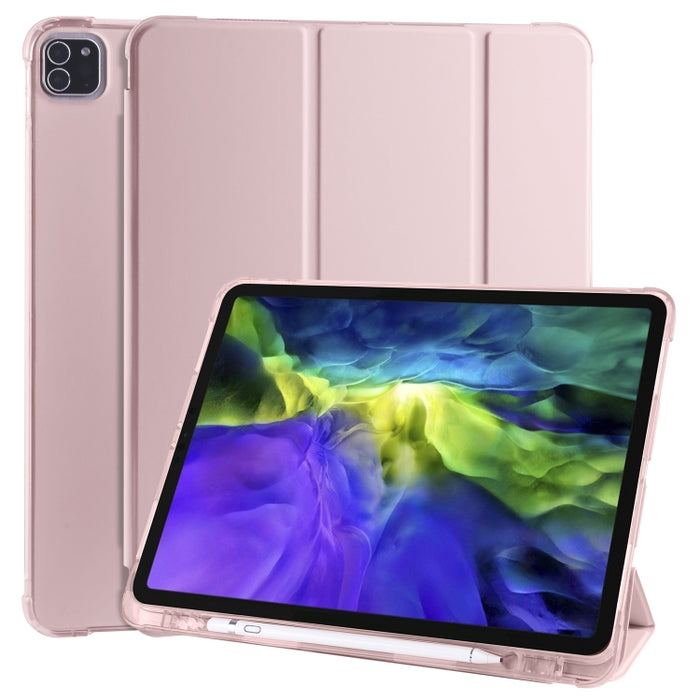 Funda de cuero de PU con 3 pliegues horizontales + estuche de TPU a prueba de golpes con soporte y ranura para bolígrafo