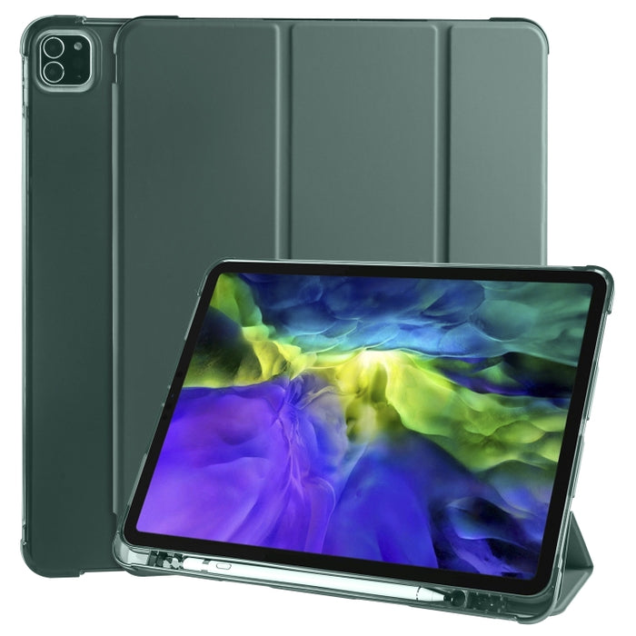 Funda de cuero de PU con 3 pliegues horizontales + estuche de TPU a prueba de golpes con soporte y ranura para bolígrafo