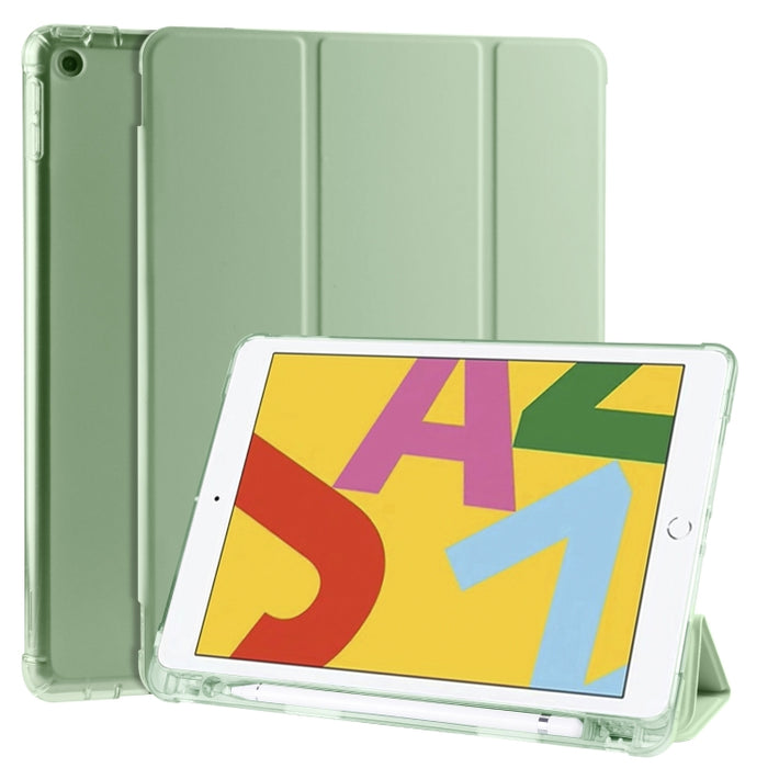 Funda de cuero de PU con 3 pliegues horizontales + estuche de TPU a prueba de golpes con soporte y ranura para bolígrafo