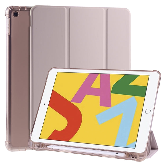 Funda de cuero de PU con 3 pliegues horizontales + estuche de TPU a prueba de golpes con soporte y ranura para bolígrafo