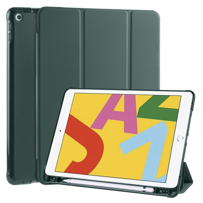 Funda de cuero de PU con 3 pliegues horizontales + estuche de TPU a prueba de golpes con soporte y ranura para bolígrafo