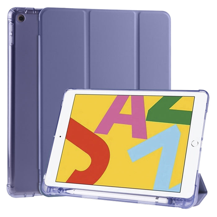Funda de cuero de PU con 3 pliegues horizontales + estuche de TPU a prueba de golpes con soporte y ranura para bolígrafo