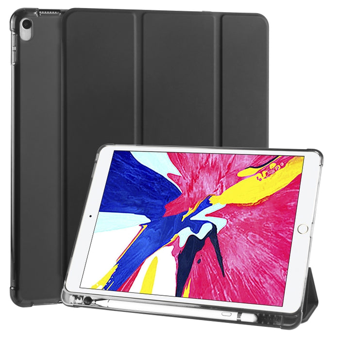 Funda de cuero de PU con 3 pliegues horizontales + estuche de TPU a prueba de golpes con soporte y ranura para bolígrafo
