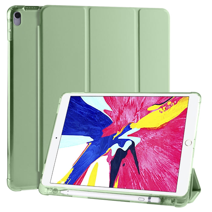 Funda de cuero de PU con 3 pliegues horizontales + estuche de TPU a prueba de golpes con soporte y ranura para bolígrafo