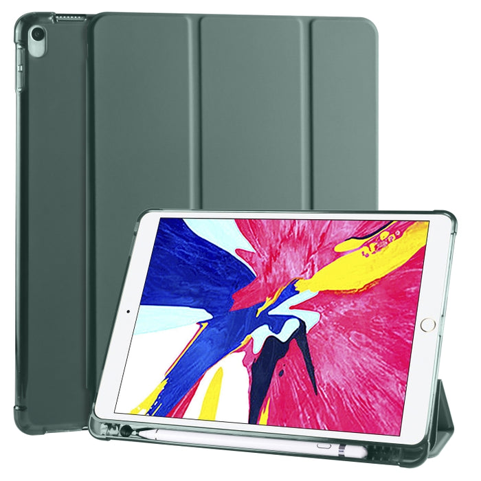 Funda de cuero de PU con 3 pliegues horizontales + estuche de TPU a prueba de golpes con soporte y ranura para bolígrafo