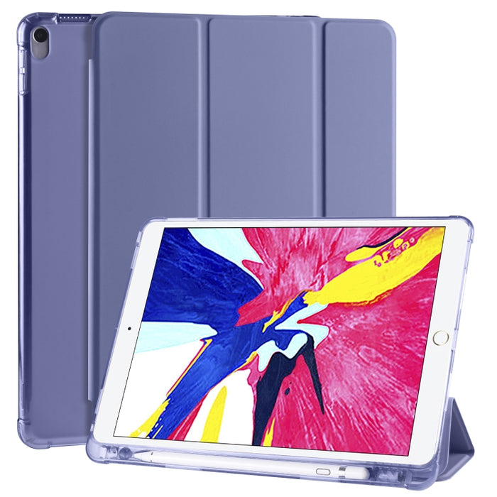 Funda de cuero de PU con 3 pliegues horizontales + estuche de TPU a prueba de golpes con soporte y ranura para bolígrafo