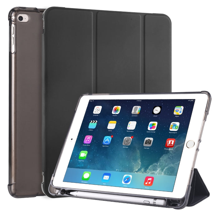 Funda de cuero de PU con 3 pliegues horizontales + estuche de TPU a prueba de golpes con soporte y ranura para bolígrafo