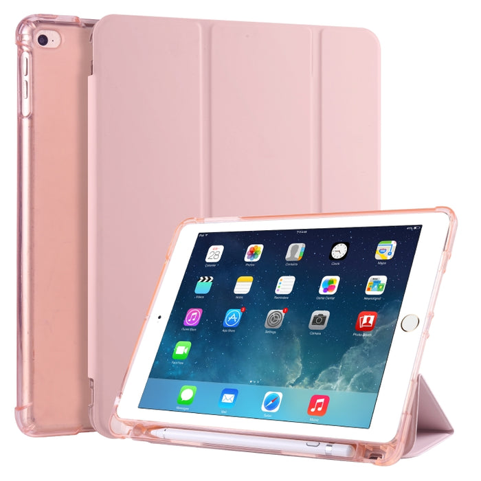 Funda de cuero de PU con 3 pliegues horizontales + estuche de TPU a prueba de golpes con soporte y ranura para bolígrafo