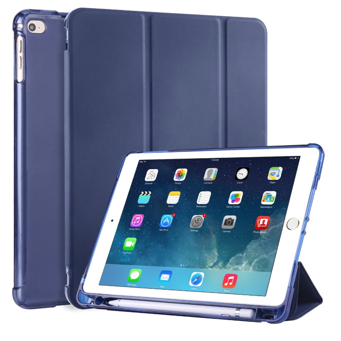 Funda de cuero de PU con 3 pliegues horizontales + estuche de TPU a prueba de golpes con soporte y ranura para bolígrafo