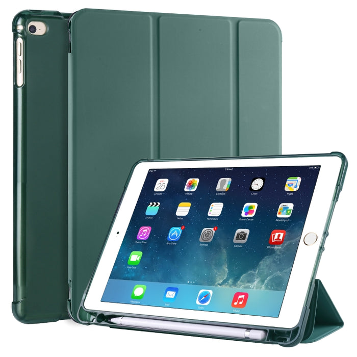 Funda de cuero de PU con 3 pliegues horizontales + estuche de TPU a prueba de golpes con soporte y ranura para bolígrafo