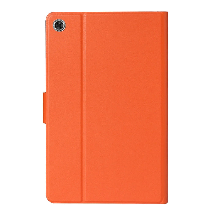 Estuche de cuero con tapa horizontal de color sólido con ranuras para tarjetas y soporte y función de suspensión / activación