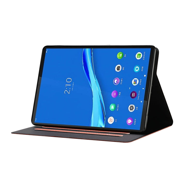 Estuche de cuero con tapa horizontal de color sólido con ranuras para tarjetas y soporte y función de suspensión / activación