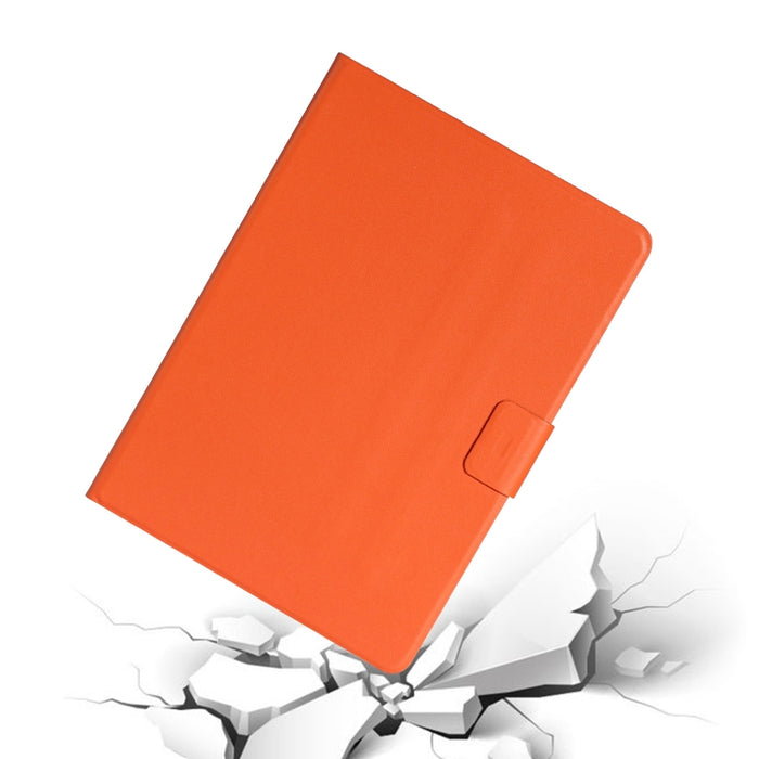 Estuche de cuero con tapa horizontal de color sólido con ranuras para tarjetas y soporte y función de suspensión / activación