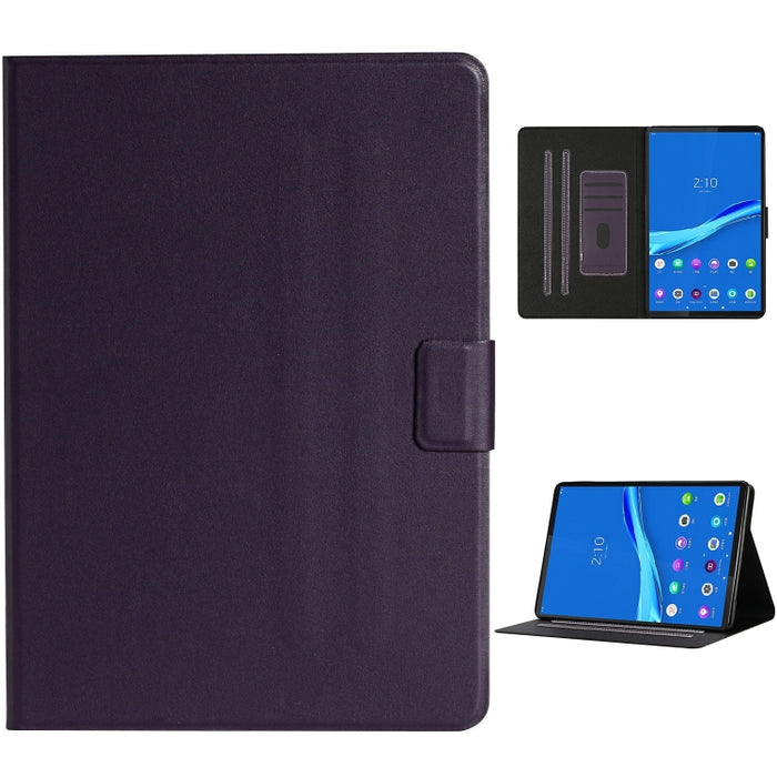 Estuche de cuero con tapa horizontal de color sólido con ranuras para tarjetas y soporte y función de suspensión / activación