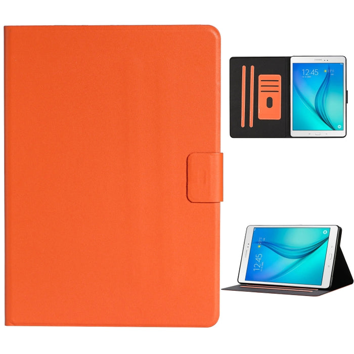 Estuche de cuero con tapa horizontal de color sólido con ranuras para tarjetas y soporte y función de suspensión / activación