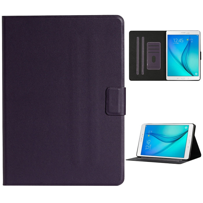 Estuche de cuero con tapa horizontal de color sólido con ranuras para tarjetas y soporte y función de suspensión / activación