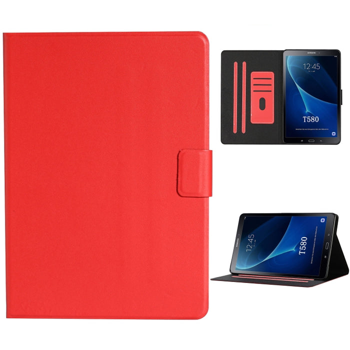 Estuche de cuero con tapa horizontal de color sólido con ranuras para tarjetas y soporte y función de suspensión / activación