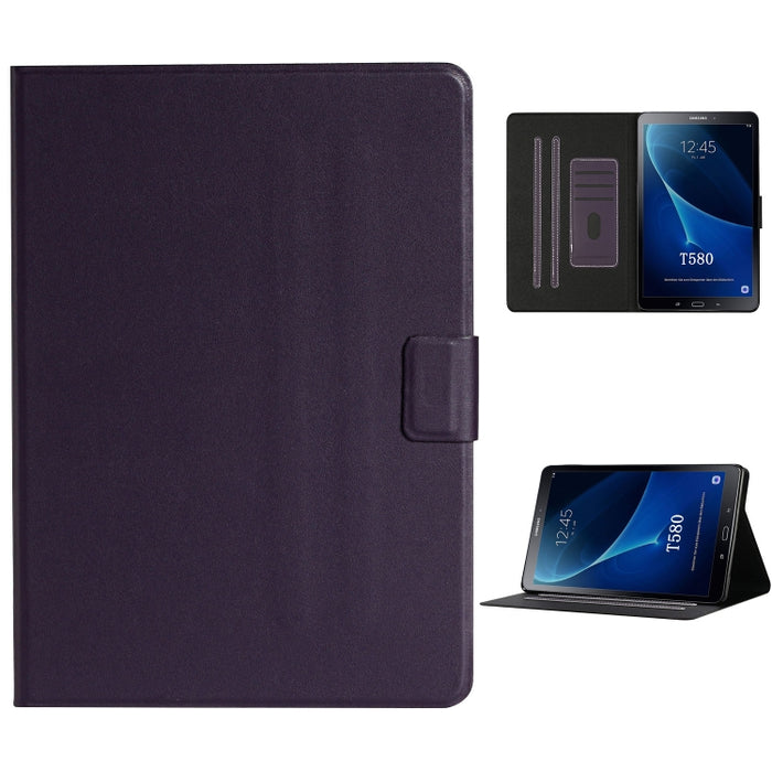 Estuche de cuero con tapa horizontal de color sólido con ranuras para tarjetas y soporte y función de suspensión / activación