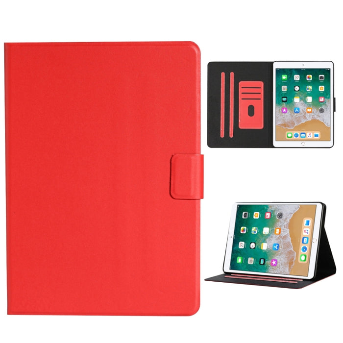 Estuche de cuero con tapa horizontal de color sólido con ranuras para tarjetas y soporte y función de suspensión / activación