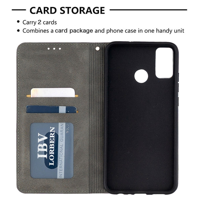 Estuche de cuero magnético con tapa horizontal con textura de rombos con soporte y ranuras para tarjetas y billetera, For Huawei Honor 9X Lite, For Xiaomi Redmi 9