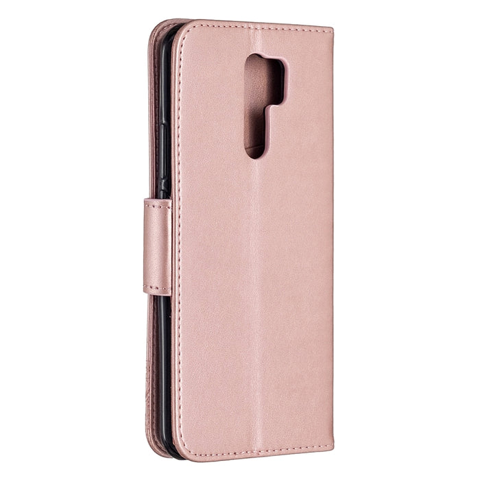 Estuche de cuero con tapa horizontal con estampado de dos mariposas con soporte, ranura para tarjeta, billetera y cordón, For Xiaomi Redmi 9, For Huawei Honor 9X Lite