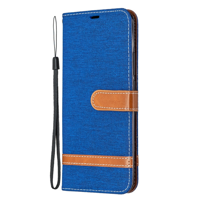 Estuche de cuero con tapa horizontal de textura de mezclilla a juego con soporte y ranuras para tarjetas y billetera y cordón, For Xiaomi Redmi 9, For Huawei Honor 9X Lite