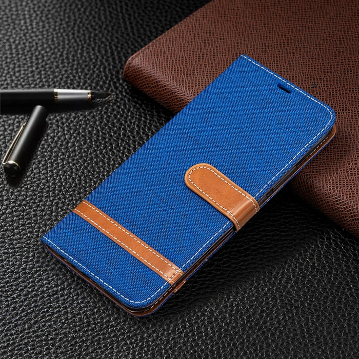 Estuche de cuero con tapa horizontal de textura de mezclilla a juego con soporte y ranuras para tarjetas y billetera y cordón, For Xiaomi Redmi 9, For Huawei Honor 9X Lite