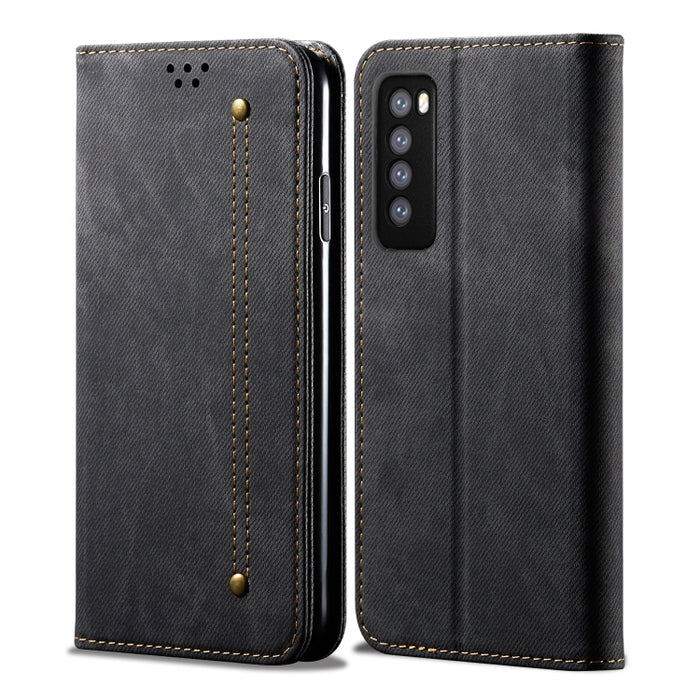 Estuche de cuero con tapa horizontal de estilo casual de textura de mezclilla con soporte y ranuras para tarjetas y billetera, For Huawei Nova 7, For Huawei Nova 7 Pro, For Huawei Nova 7 SE / P40 Lite 5G, For Huawei P Smart(2020), For Huawei Y5P       ...