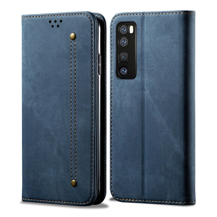 Estuche de cuero con tapa horizontal de estilo casual de textura de mezclilla con soporte y ranuras para tarjetas y billetera, For Huawei Nova 7, For Huawei Nova 7 Pro, For Huawei Nova 7 SE / P40 Lite 5G, For Huawei P Smart(2020), For Huawei Y5P       ...