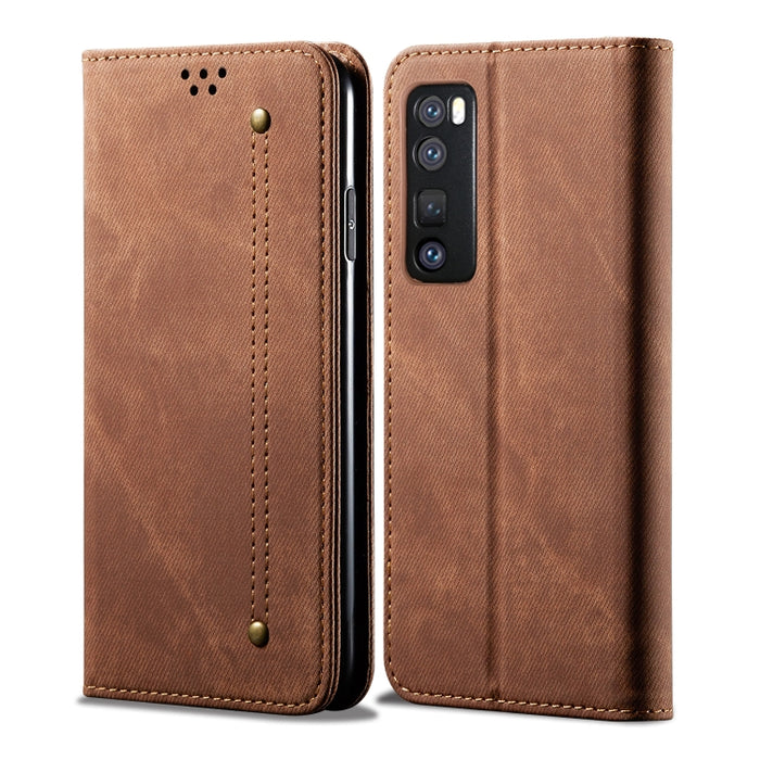 Estuche de cuero con tapa horizontal de estilo casual de textura de mezclilla con soporte y ranuras para tarjetas y billetera, For Huawei Nova 7, For Huawei Nova 7 Pro, For Huawei Nova 7 SE / P40 Lite 5G, For Huawei P Smart(2020), For Huawei Y5P       ...