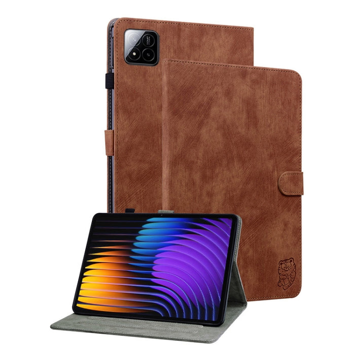 Funda para tableta de cuero con tapa y patrón de tigre, For Xiaomi Redmi K Pad 8.8 inch, For Redmi Pad 2 / Redmi Pad SE 11 2025, For Xiaomi Pad 7 / Pad 7 Pro, For Xiaomi Redmi Pad SE 8.7, For Xiaomi Redmi Pad Pro 12.1, For Xiaomi Redmi Pad SE 11 inch