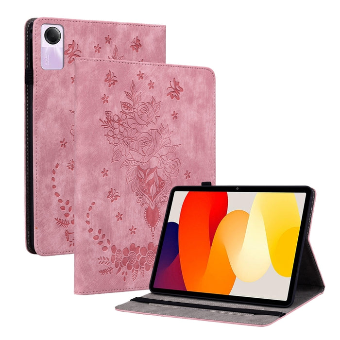 Funda para tablet de piel con relieve de mariposa y rosa, For Redmi K Pad 2 8.8 inch 2026, For Xiaomi Redmi K Pad 8.8 inch, For Redmi Pad 2 / Redmi Pad SE 11 2025, For Xiaomi Pad 7 / Pad 7 Pro, For Xiaomi Redmi Pad SE 8.7, For Xiaomi Redmi Pad Pro 12.1...