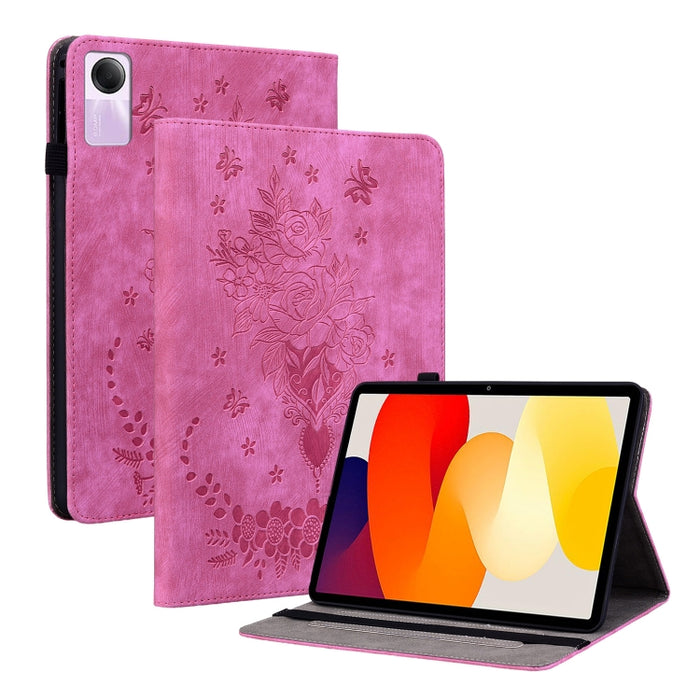 Funda para tablet de piel con relieve de mariposa y rosa, For Redmi K Pad 2 8.8 inch 2026, For Xiaomi Redmi K Pad 8.8 inch, For Redmi Pad 2 / Redmi Pad SE 11 2025, For Xiaomi Pad 7 / Pad 7 Pro, For Xiaomi Redmi Pad SE 8.7, For Xiaomi Redmi Pad Pro 12.1...