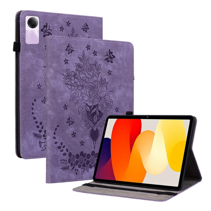 Funda para tablet de piel con relieve de mariposa y rosa, For Redmi K Pad 2 8.8 inch 2026, For Xiaomi Redmi K Pad 8.8 inch, For Redmi Pad 2 / Redmi Pad SE 11 2025, For Xiaomi Pad 7 / Pad 7 Pro, For Xiaomi Redmi Pad SE 8.7, For Xiaomi Redmi Pad Pro 12.1...