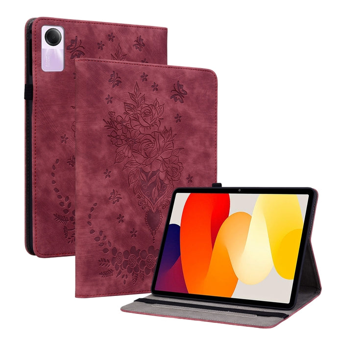Funda para tablet de piel con relieve de mariposa y rosa, For Redmi K Pad 2 8.8 inch 2026, For Xiaomi Redmi K Pad 8.8 inch, For Redmi Pad 2 / Redmi Pad SE 11 2025, For Xiaomi Pad 7 / Pad 7 Pro, For Xiaomi Redmi Pad SE 8.7, For Xiaomi Redmi Pad Pro 12.1...
