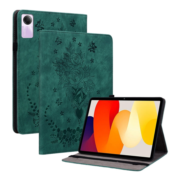 Funda para tablet de piel con relieve de mariposa y rosa, For Redmi K Pad 2 8.8 inch 2026, For Xiaomi Redmi K Pad 8.8 inch, For Redmi Pad 2 / Redmi Pad SE 11 2025, For Xiaomi Pad 7 / Pad 7 Pro, For Xiaomi Redmi Pad SE 8.7, For Xiaomi Redmi Pad Pro 12.1...