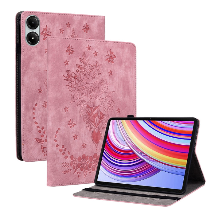 Funda para tablet de piel con relieve de mariposa y rosa, For Redmi K Pad 2 8.8 inch 2026, For Xiaomi Redmi K Pad 8.8 inch, For Redmi Pad 2 / Redmi Pad SE 11 2025, For Xiaomi Pad 7 / Pad 7 Pro, For Xiaomi Redmi Pad SE 8.7, For Xiaomi Redmi Pad Pro 12.1...