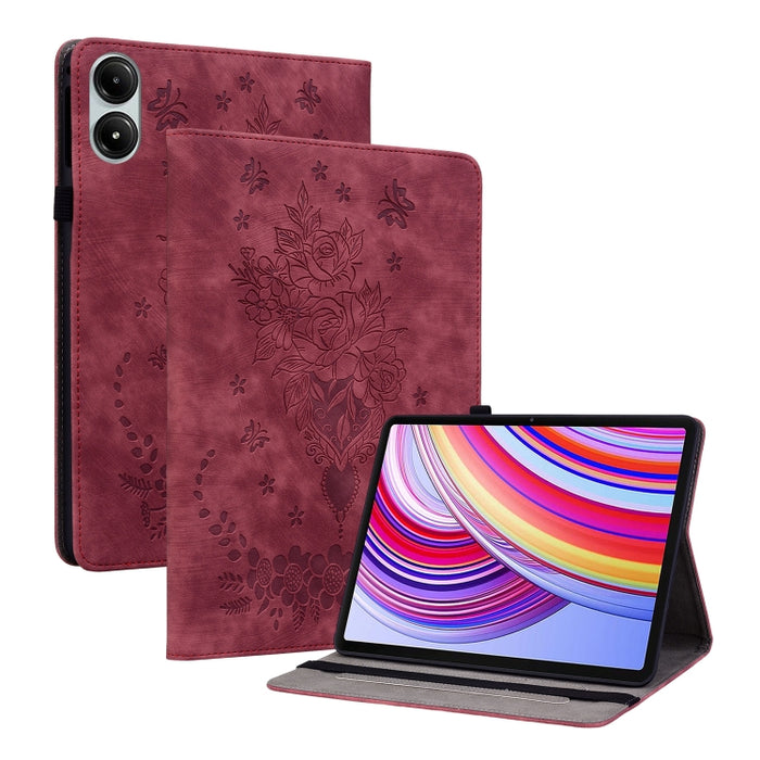 Funda para tablet de piel con relieve de mariposa y rosa, For Redmi K Pad 2 8.8 inch 2026, For Xiaomi Redmi K Pad 8.8 inch, For Redmi Pad 2 / Redmi Pad SE 11 2025, For Xiaomi Pad 7 / Pad 7 Pro, For Xiaomi Redmi Pad SE 8.7, For Xiaomi Redmi Pad Pro 12.1...