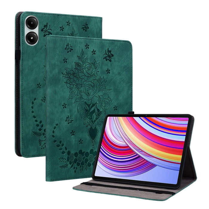 Funda para tablet de piel con relieve de mariposa y rosa, For Redmi K Pad 2 8.8 inch 2026, For Xiaomi Redmi K Pad 8.8 inch, For Redmi Pad 2 / Redmi Pad SE 11 2025, For Xiaomi Pad 7 / Pad 7 Pro, For Xiaomi Redmi Pad SE 8.7, For Xiaomi Redmi Pad Pro 12.1...
