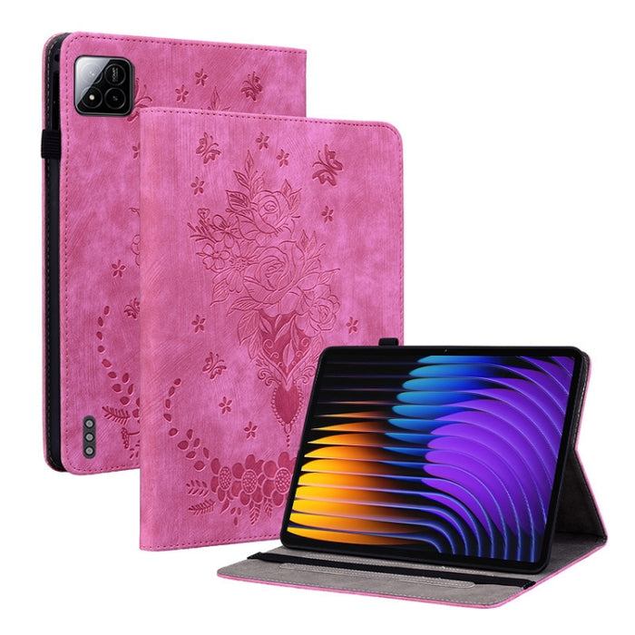 Funda para tablet de piel con relieve de mariposa y rosa, For Redmi K Pad 2 8.8 inch 2026, For Xiaomi Redmi K Pad 8.8 inch, For Redmi Pad 2 / Redmi Pad SE 11 2025, For Xiaomi Pad 7 / Pad 7 Pro, For Xiaomi Redmi Pad SE 8.7, For Xiaomi Redmi Pad Pro 12.1...