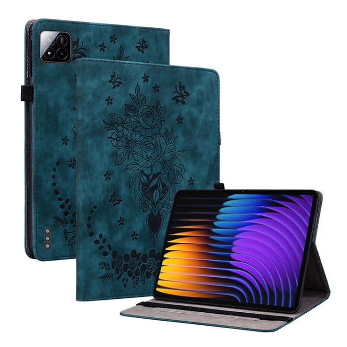 Funda para tablet de piel con relieve de mariposa y rosa, For Redmi K Pad 2 8.8 inch 2026, For Xiaomi Redmi K Pad 8.8 inch, For Redmi Pad 2 / Redmi Pad SE 11 2025, For Xiaomi Pad 7 / Pad 7 Pro, For Xiaomi Redmi Pad SE 8.7, For Xiaomi Redmi Pad Pro 12.1...