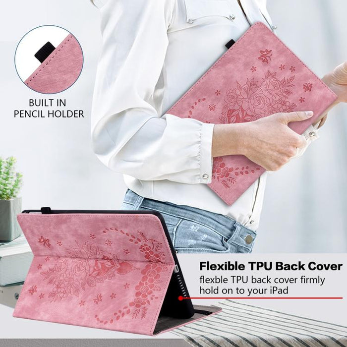 Funda para tablet de piel con relieve de mariposa y rosa, For Redmi K Pad 2 8.8 inch 2026, For Xiaomi Redmi K Pad 8.8 inch, For Redmi Pad 2 / Redmi Pad SE 11 2025, For Xiaomi Pad 7 / Pad 7 Pro, For Xiaomi Redmi Pad SE 8.7, For Xiaomi Redmi Pad Pro 12.1...