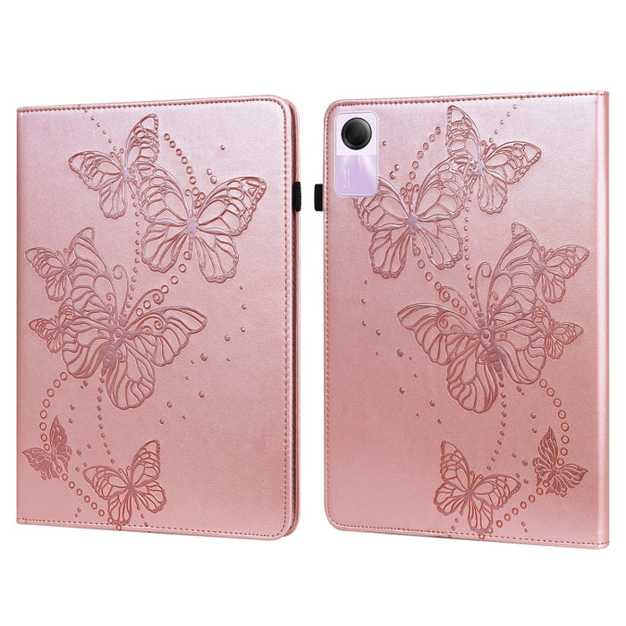 Funda para tableta de cuero con tapa horizontal con patrón de mariposa en relieve, For Xiaomi Redmi Pad SE
