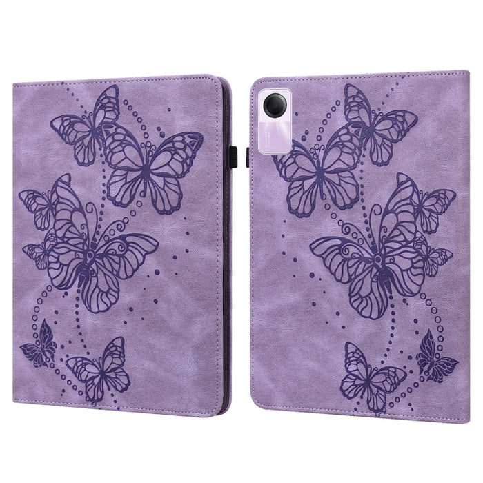 Funda para tableta de cuero con tapa horizontal con patrón de mariposa en relieve, For Xiaomi Redmi Pad SE