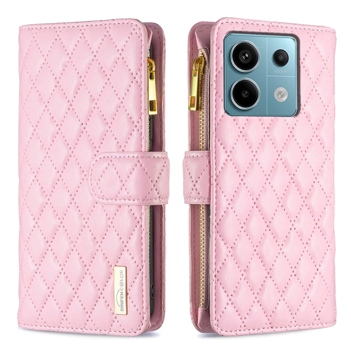 Caja del teléfono del tirón del cuero de la cartera de la cremallera del enrejado del diamante, For Xiaomi Redmi Note 13, For Xiaomi Redmi Note 13 Pro+ 5G, For Xiaomi Redmi Note 13 Pro 5G
