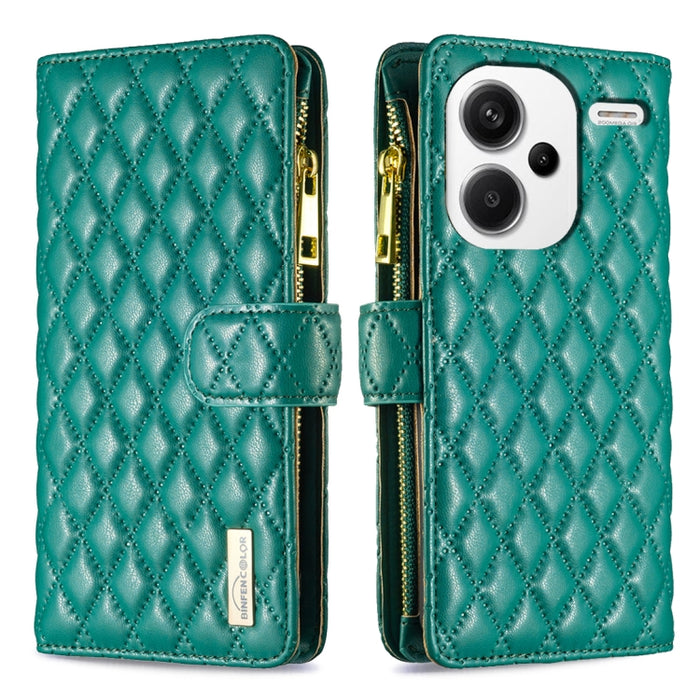 Caja del teléfono del tirón del cuero de la cartera de la cremallera del enrejado del diamante, For Xiaomi Redmi Note 13, For Xiaomi Redmi Note 13 Pro+ 5G, For Xiaomi Redmi Note 13 Pro 5G
