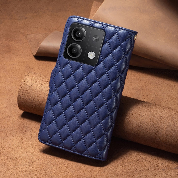 Caja del teléfono del tirón del cuero de la cartera de la cremallera del enrejado del diamante, For Xiaomi Redmi Note 13, For Xiaomi Redmi Note 13 Pro+ 5G, For Xiaomi Redmi Note 13 Pro 5G